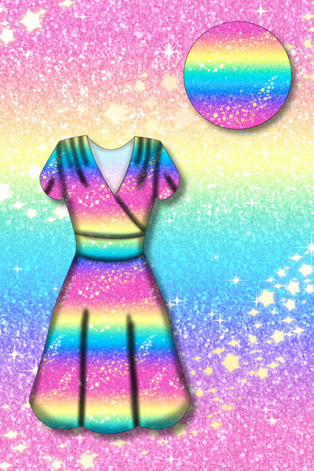 PREORDER - Maeve Swing Dress - Rainbow Christmas - Estimated dispatch date 29th of October