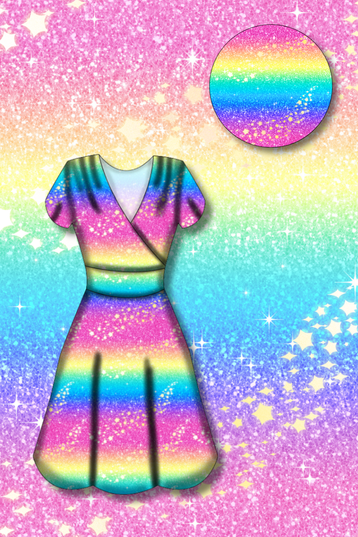PREORDER - Maeve Swing Dress - Rainbow Christmas - Estimated dispatch date 29th of October