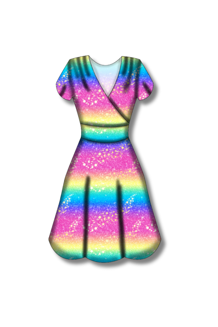 PREORDER - Maeve Swing Dress - Rainbow Christmas - Estimated dispatch date 29th of October