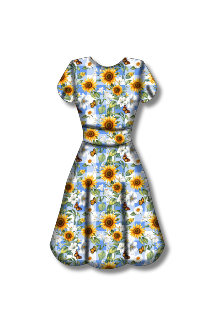 PREORDER - Maeve Swing Dress - Sunflower Blue Gingham - Estimated dispatch date 27th of October