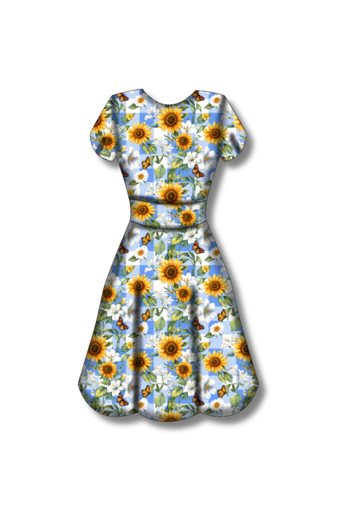 PREORDER - Maeve Swing Dress - Sunflower Blue Gingham - Estimated dispatch date 27th of October