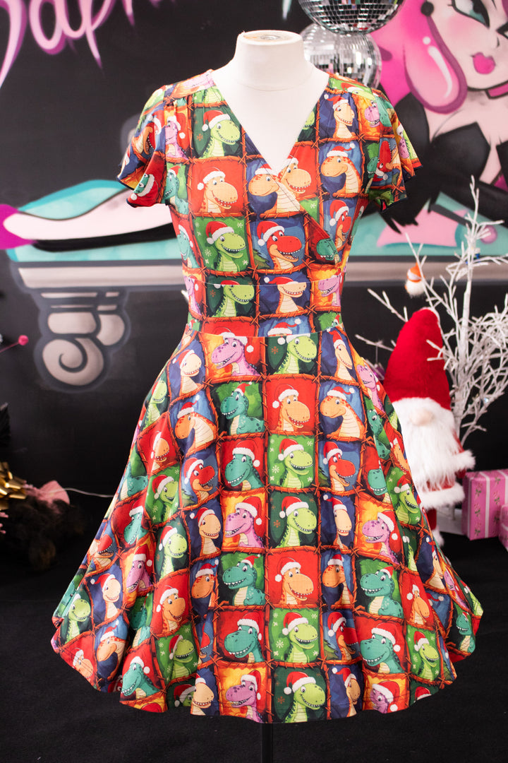 PREORDER - Maeve Swing Dress - Dino's First Christmas - Estimate dispatch 10th of December
