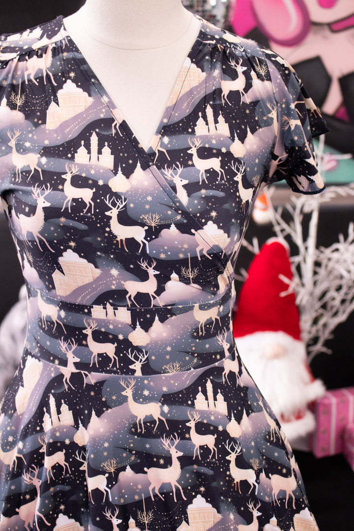 PREORDER - Maeve Swing Dress - Christmas Reindeer - Estimate dispatch 10th of December