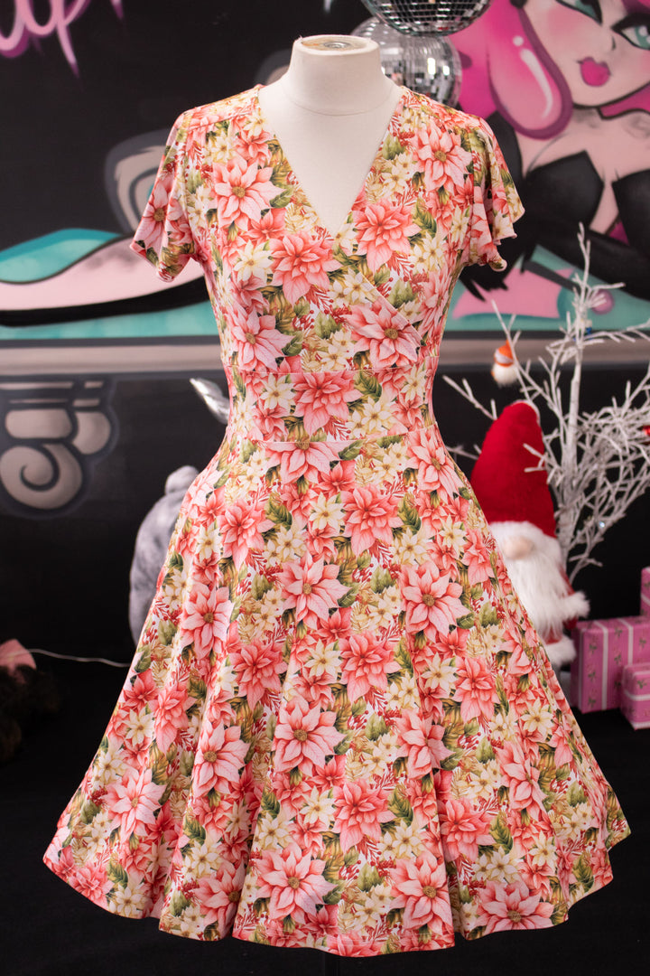 PREORDER - Maeve Swing Dress - Pink Poinsettia - Estimate dispatch 10th of December