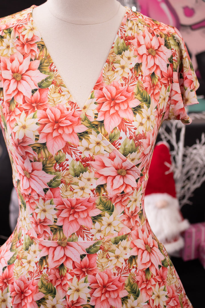 PREORDER - Maeve Swing Dress - Pink Poinsettia - Estimate dispatch 10th of December