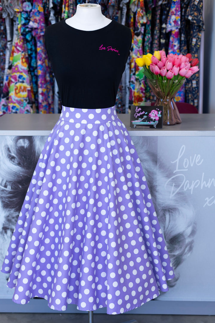 Maisie Lilac Polka Skirt