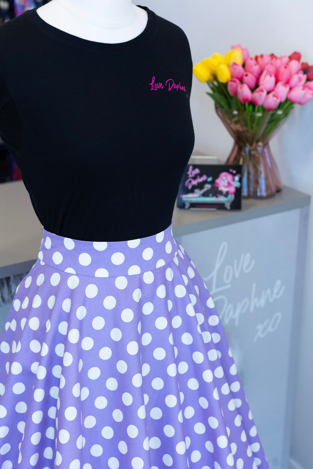 Maisie Lilac Polka Skirt