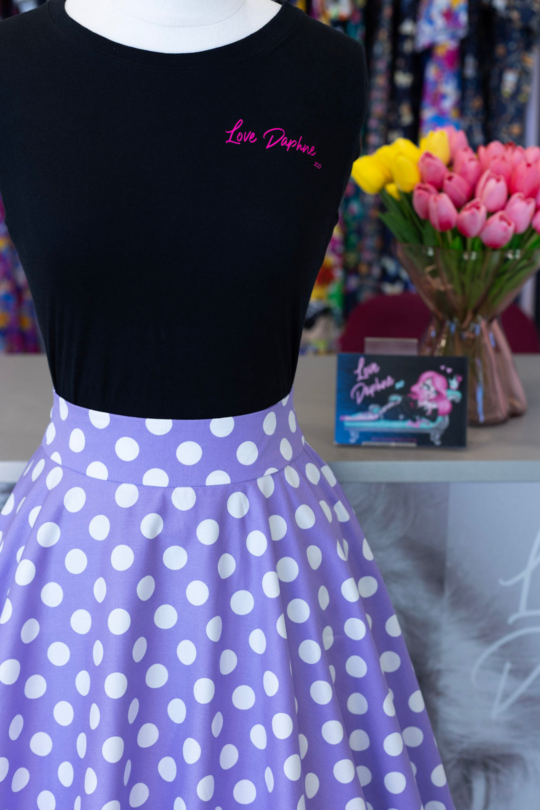 Maisie Lilac Polka Skirt
