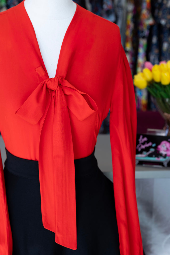 Margaret Scarlet Charm Bow-Tie Blouse
