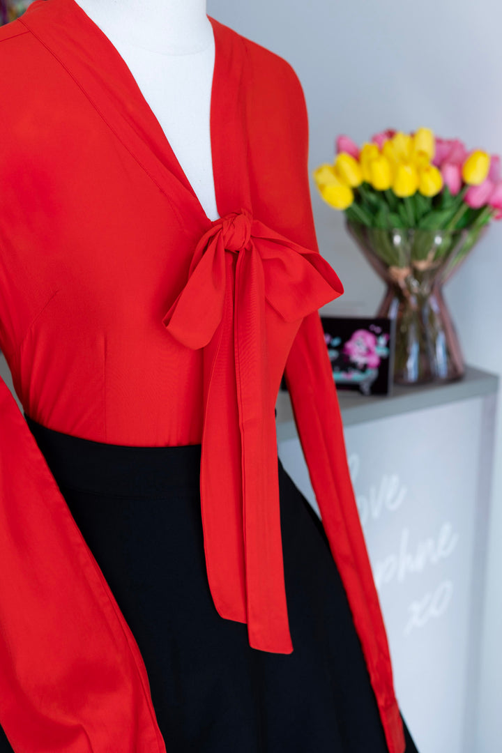 Margaret Scarlet Charm Bow-Tie Blouse