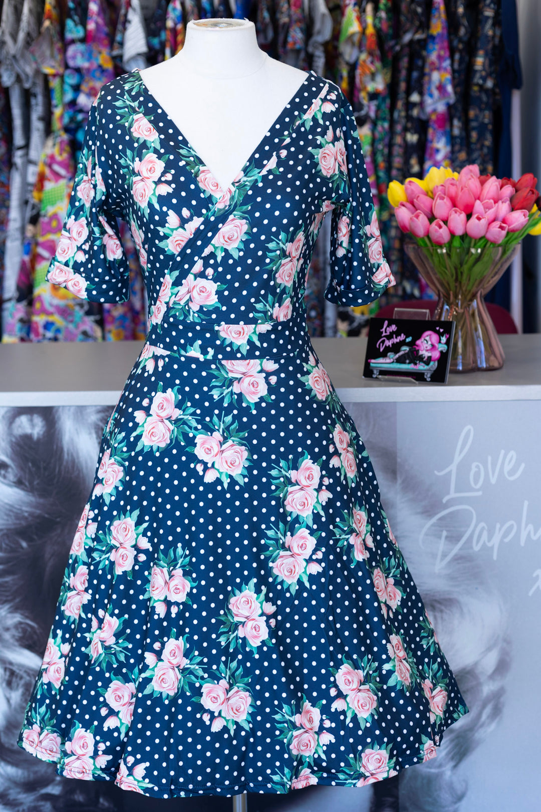 Matilda Rose & Polka Wrap Dress