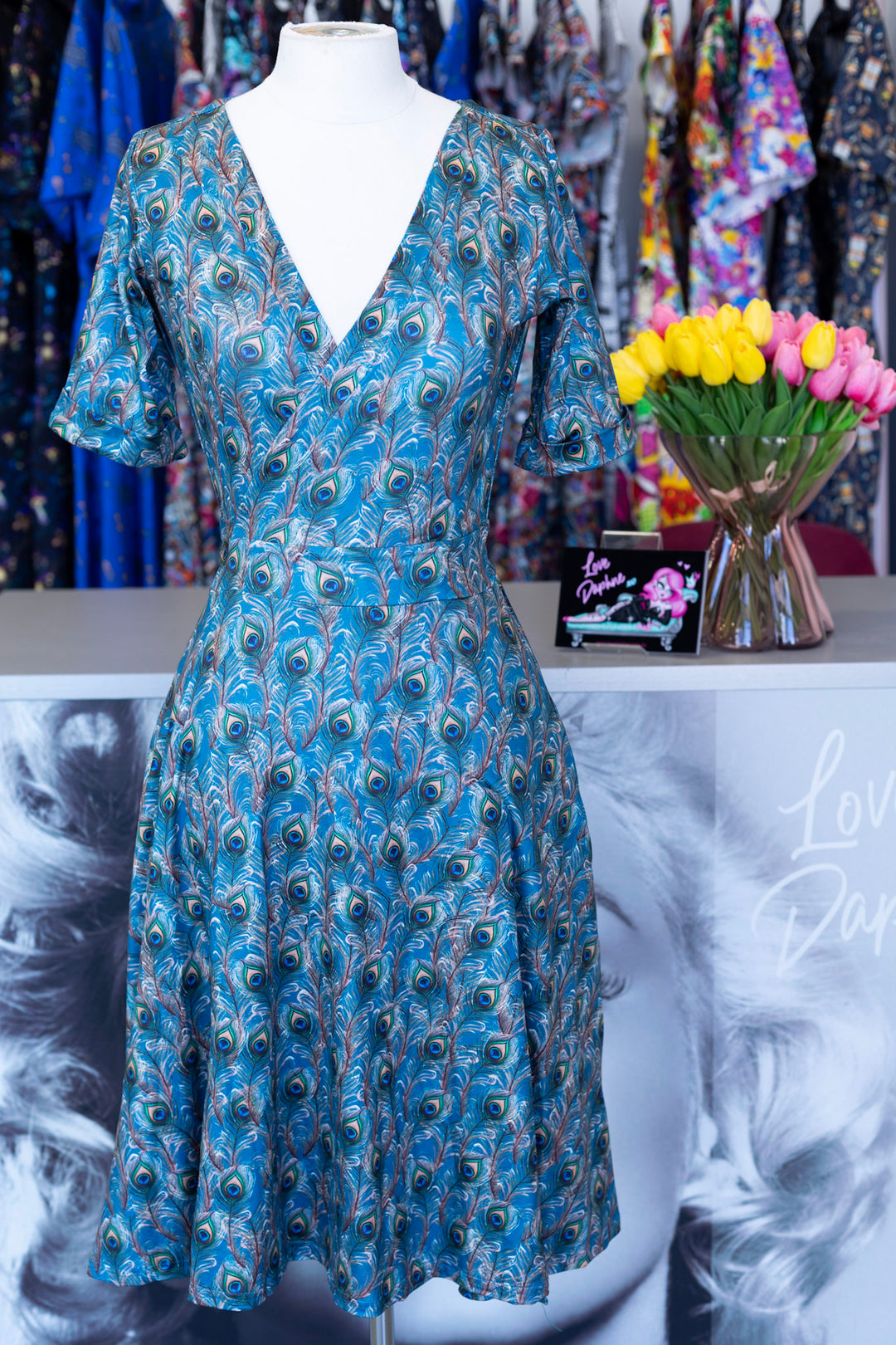 Matilda Peacock Feather Wrap Dress