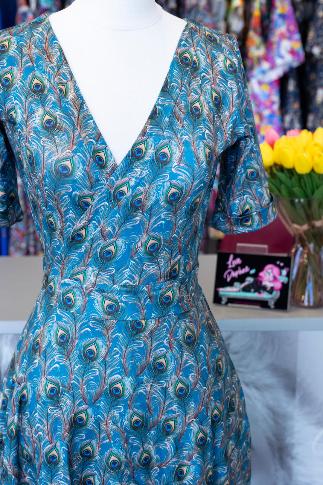 Matilda Peacock Feather Wrap Dress
