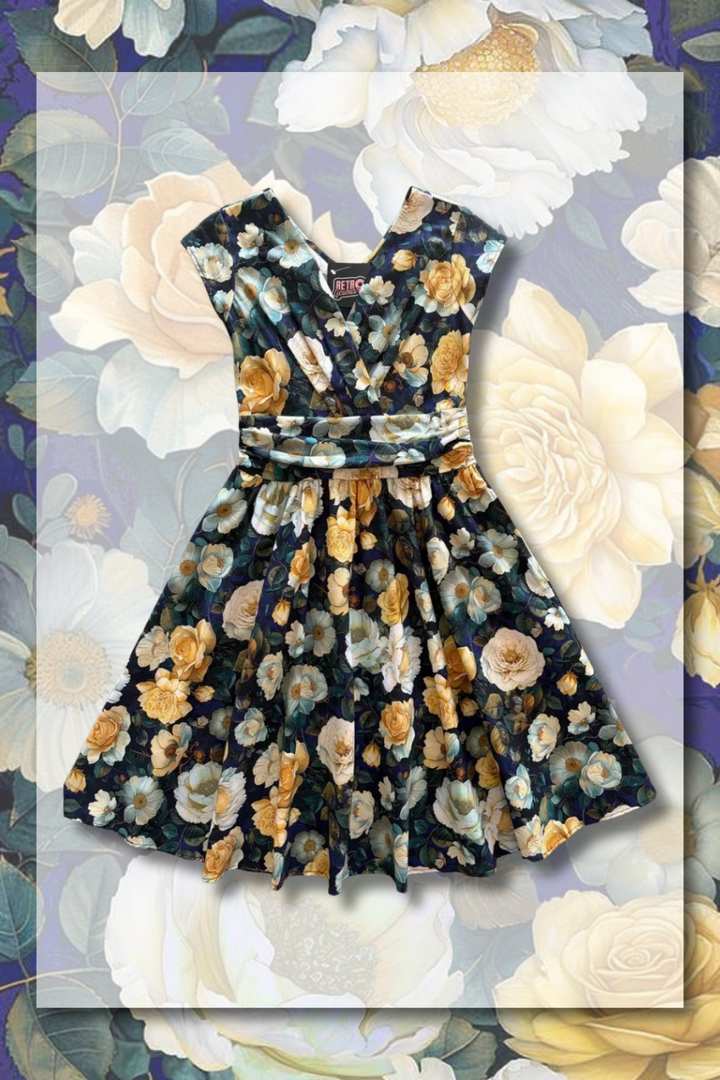 PREORDER - Midnight Floral Greta Dress - Expected dispatch date 22nd of October