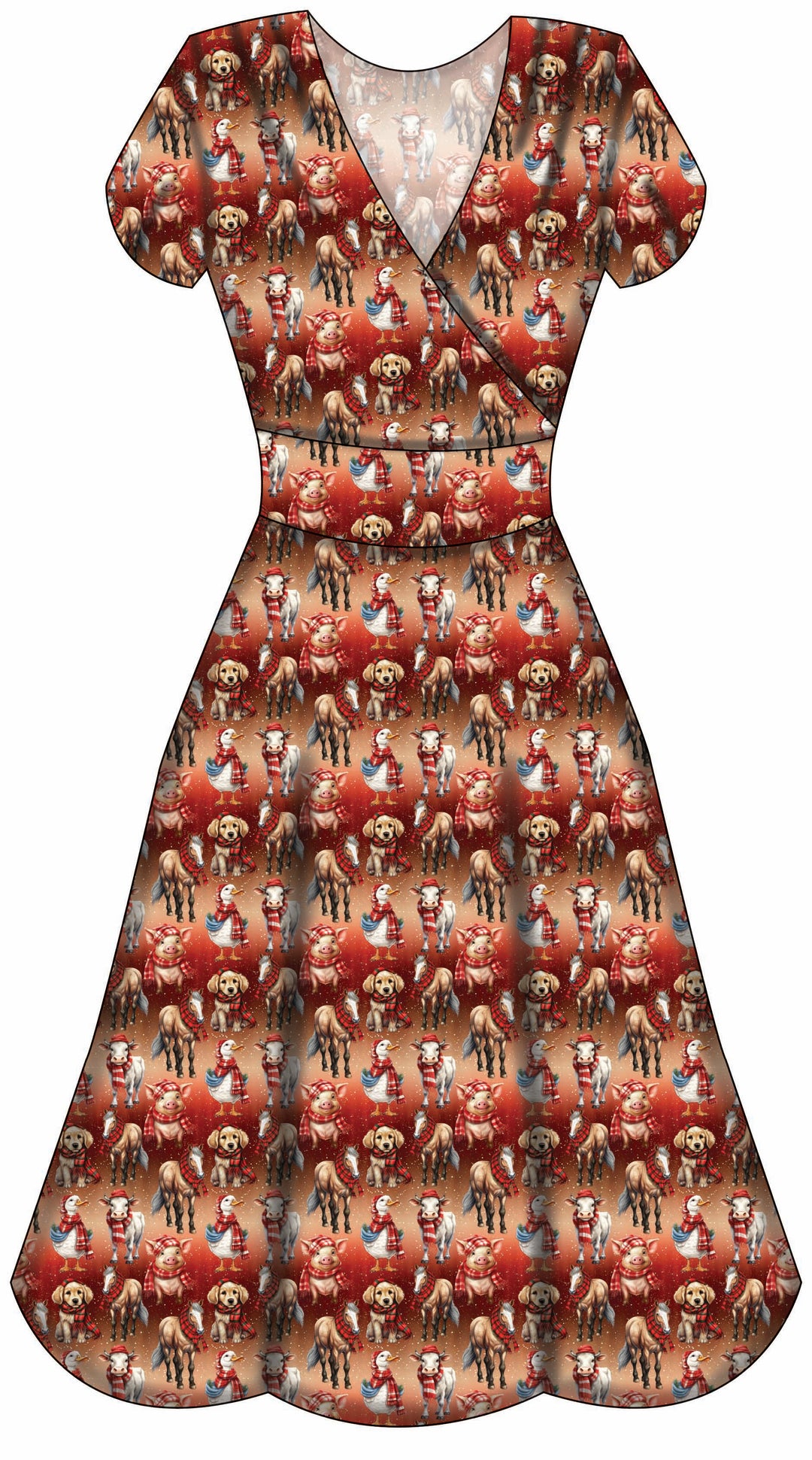 Mimi Swing Dress - Farmyard Christmas - Preorder for dispatch 28th of October