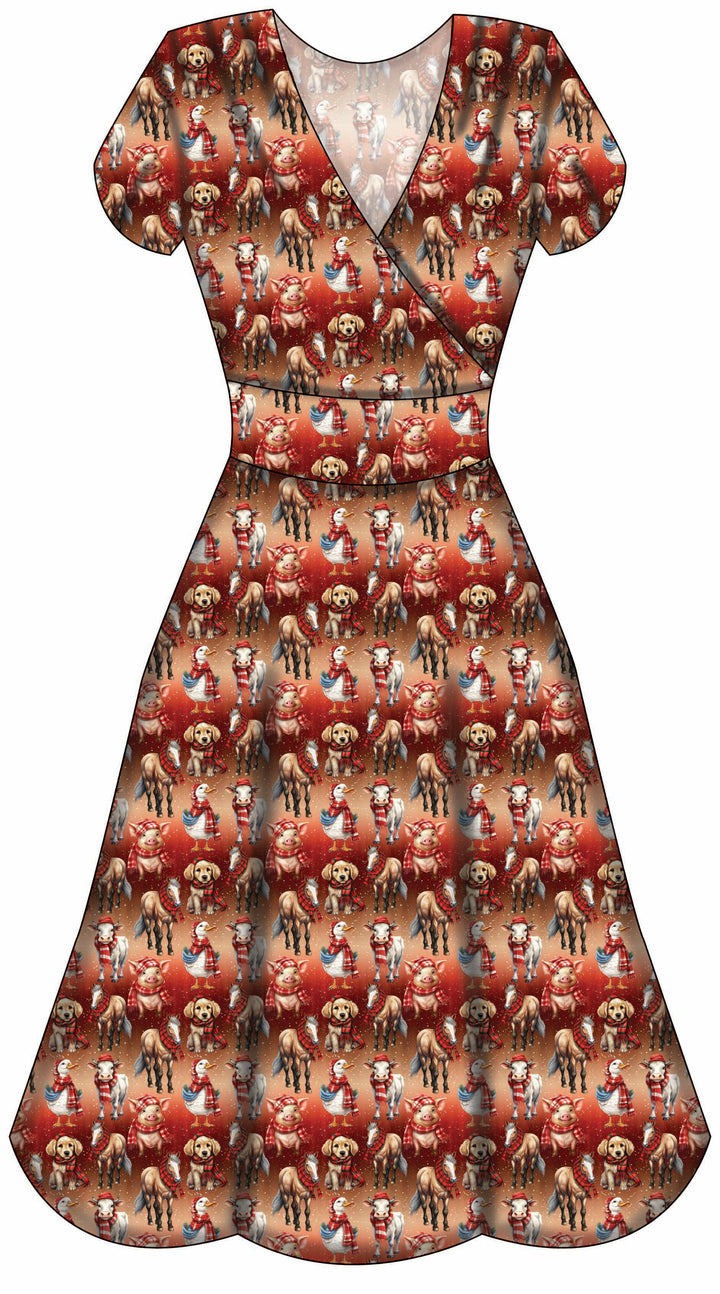 Mimi Swing Dress - Farmyard Christmas - Preorder for dispatch 28th of October