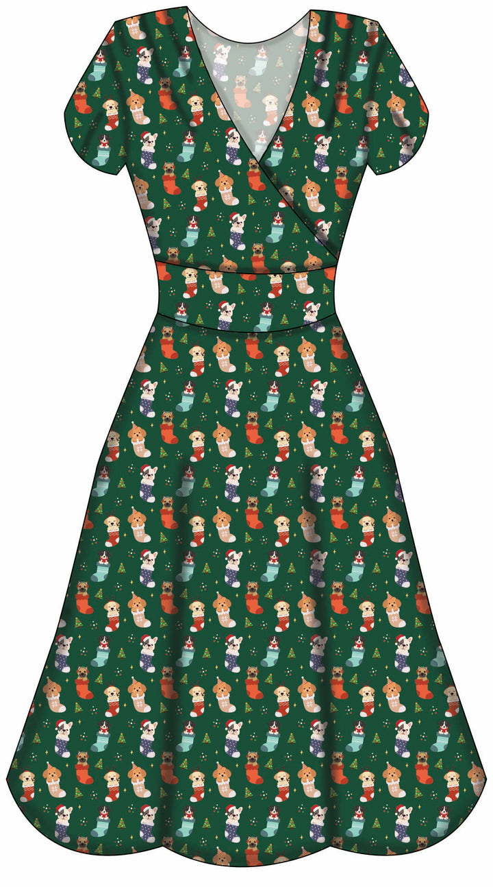 Mimi Swing Dress - Christmas Pups - Preorder for dispatch 28th of October