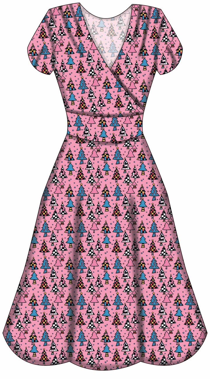 Mimi Swing Dress - Retro Christmas Trees - Preorder for dispatch 28th of October