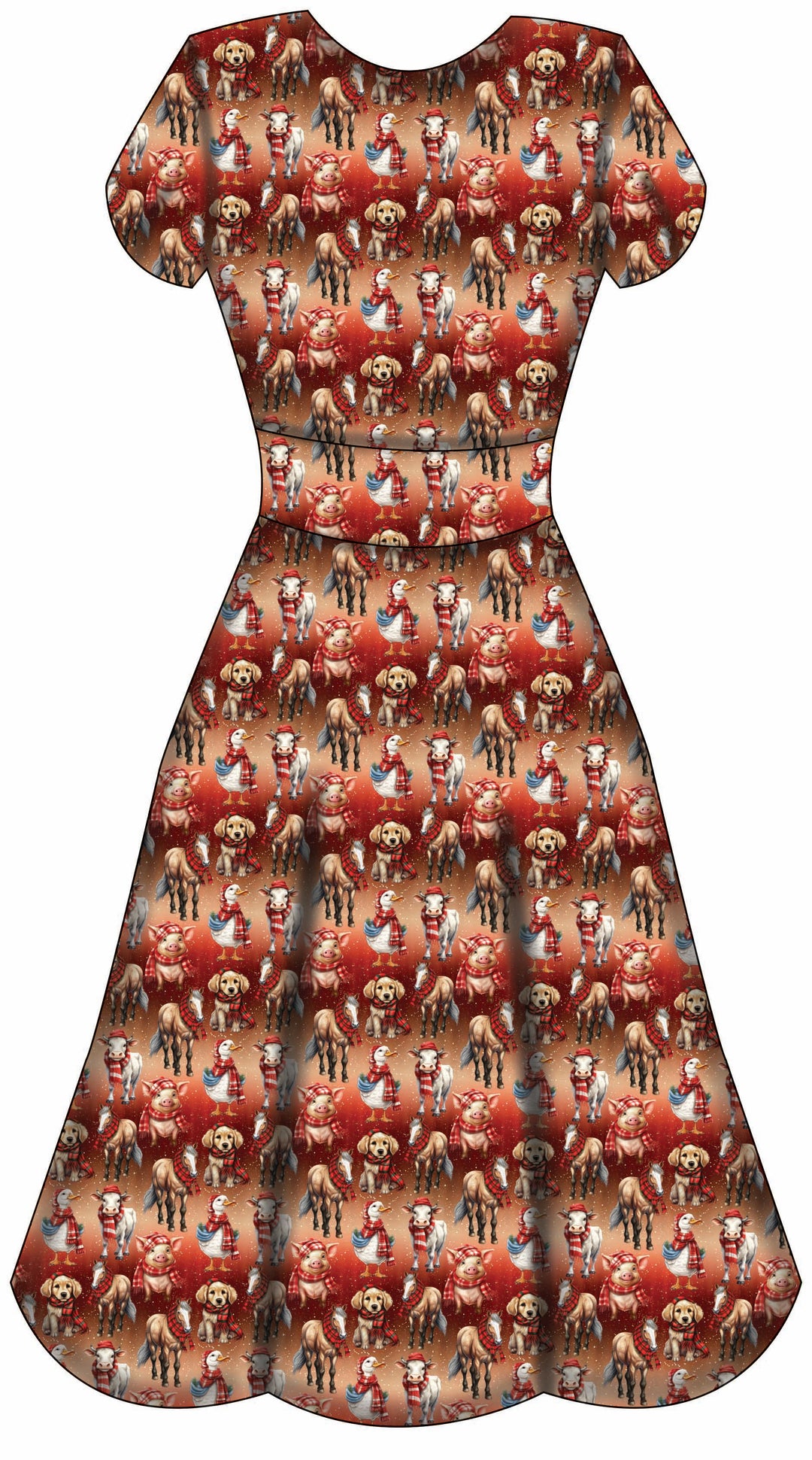 Mimi Swing Dress - Farmyard Christmas - Preorder for dispatch 28th of October