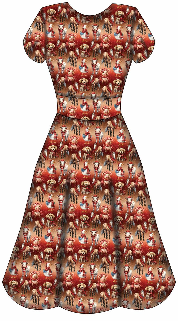 Mimi Swing Dress - Farmyard Christmas - Preorder for dispatch 28th of October