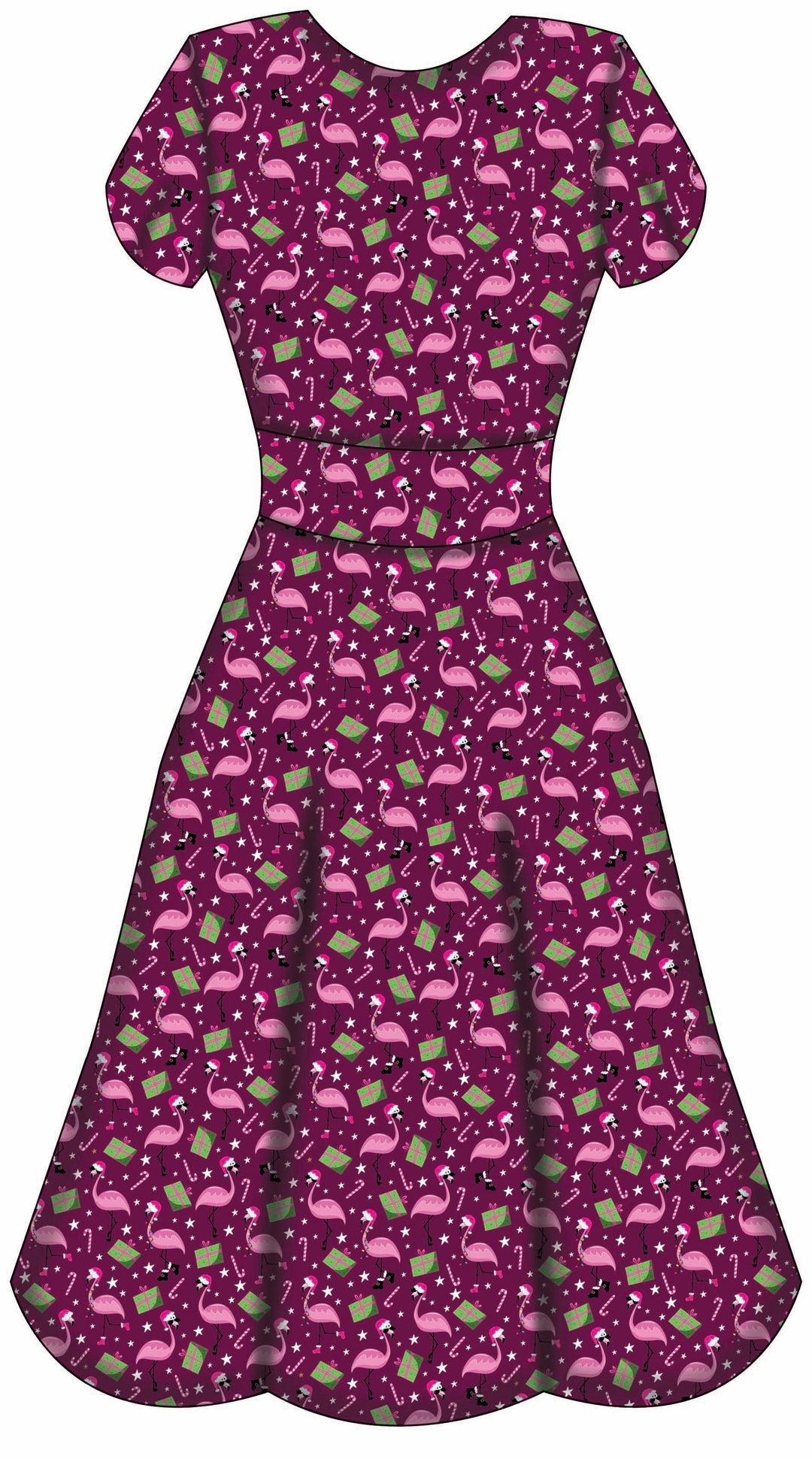 Mimi Swing Dress - Flamingo Christmas - Preorder for dispatch 28th of October