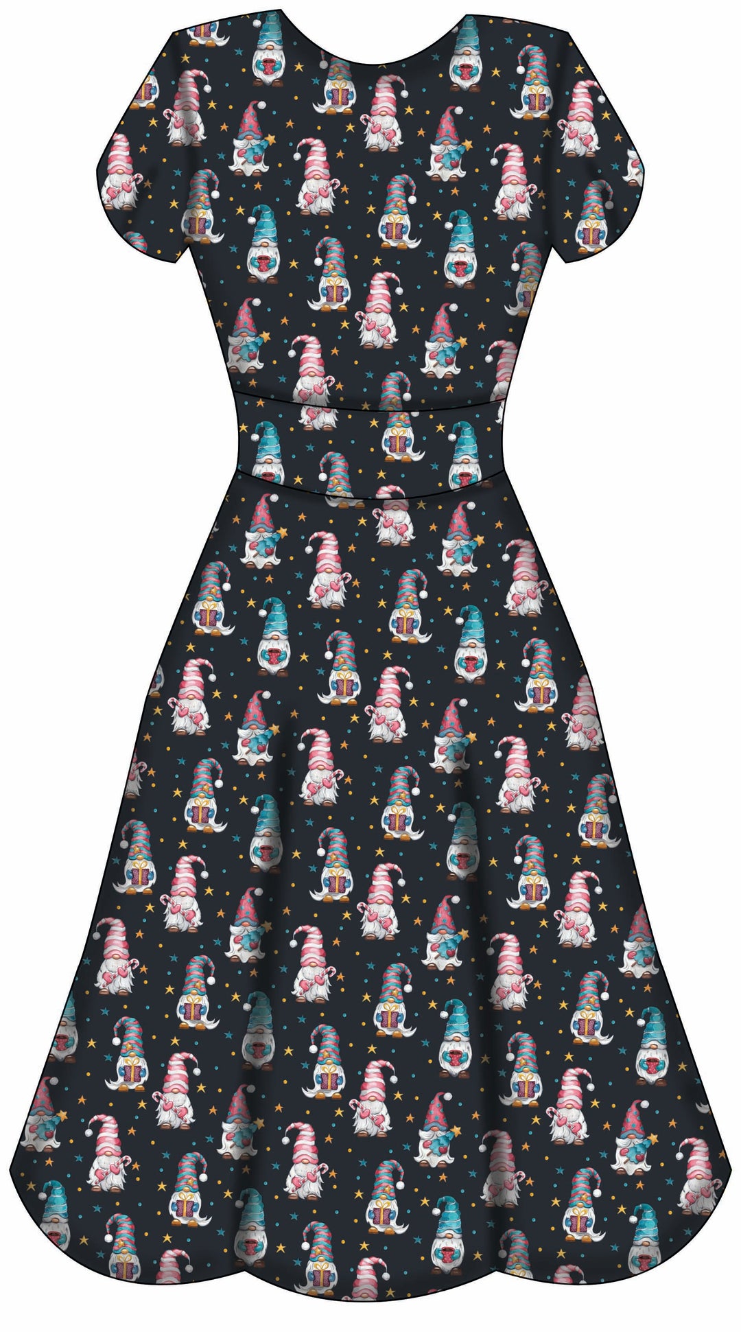 Mimi Swing Dress - Christmas Gnomes - Preorder for dispatch 28th of October