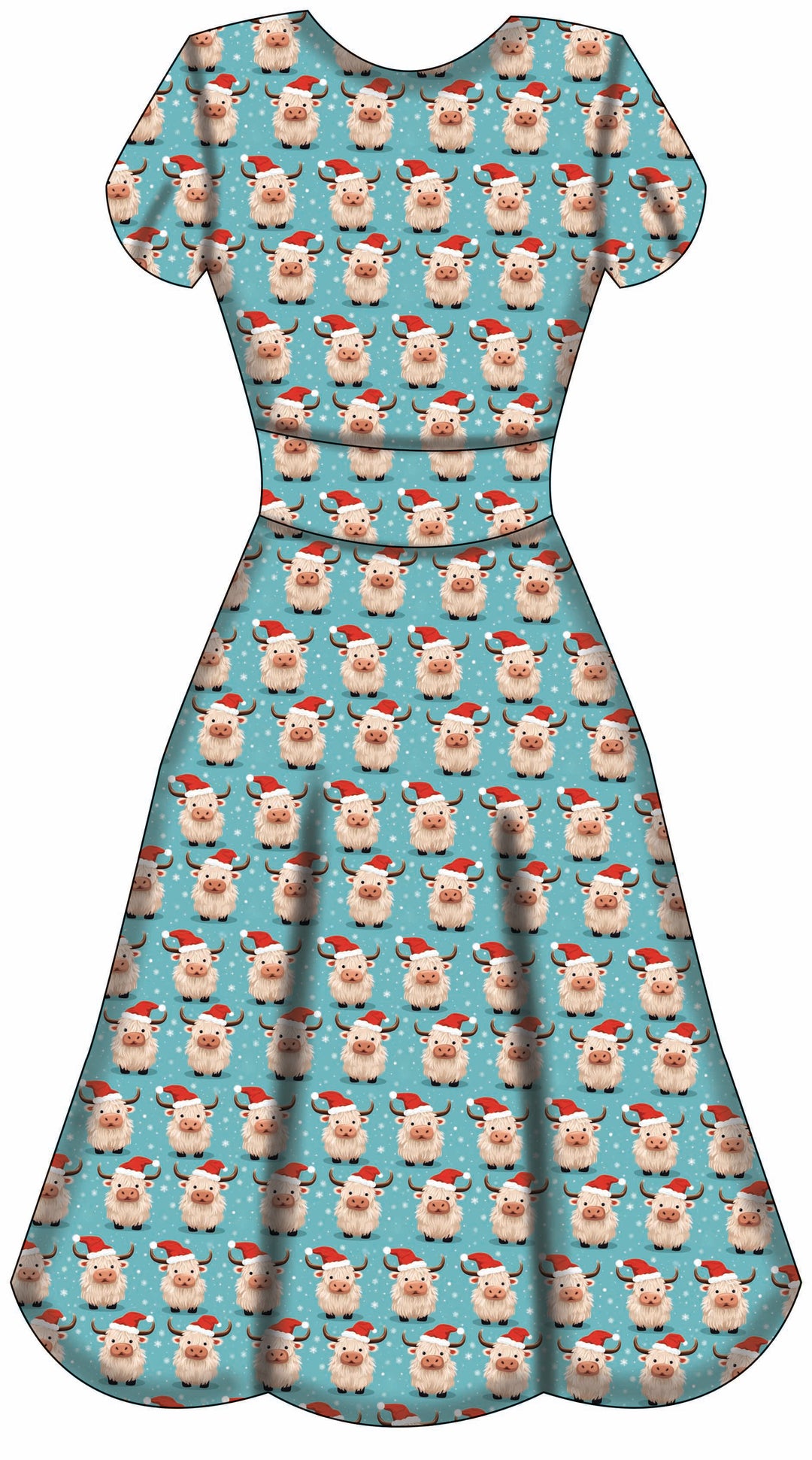 Mimi Swing Dress - Christmas Highland - Preorder for dispatch 28th of October