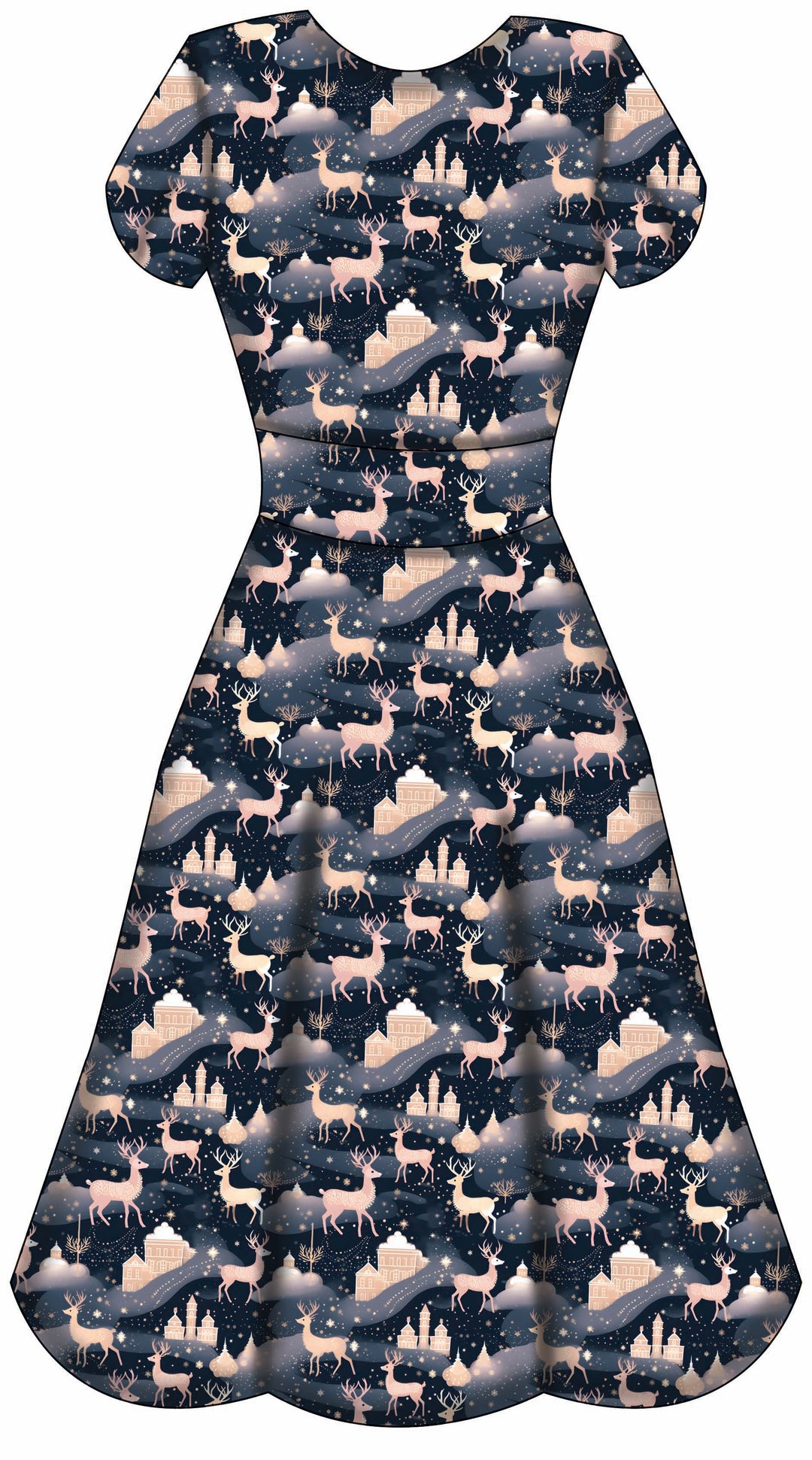 Mimi Swing Dress - Christmas Reindeer - Preorder for dispatch 28th of October