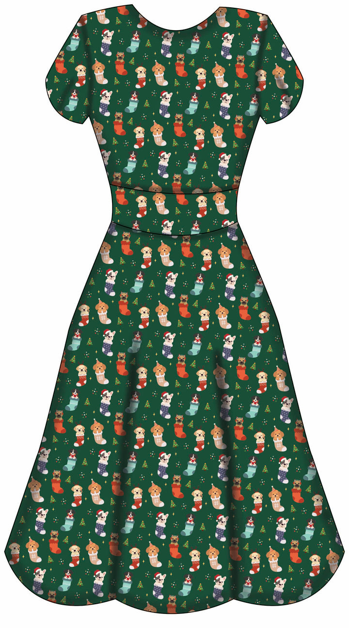 Mimi Swing Dress - Christmas Pups - Preorder for dispatch 28th of October