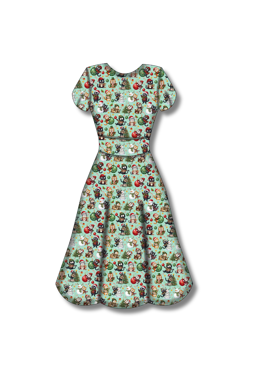 PREORDER - Mimi Swing Dress - Festive Felines - Estimated dispatch date 29th of October