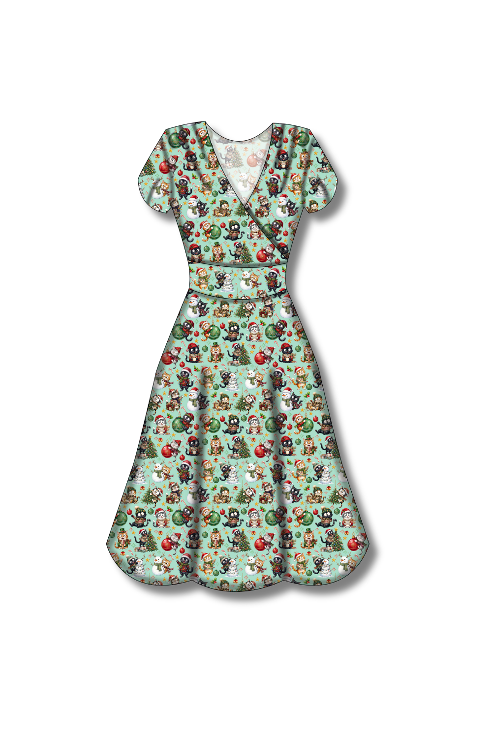 PREORDER - Mimi Swing Dress - Festive Felines - Estimated dispatch date 29th of October