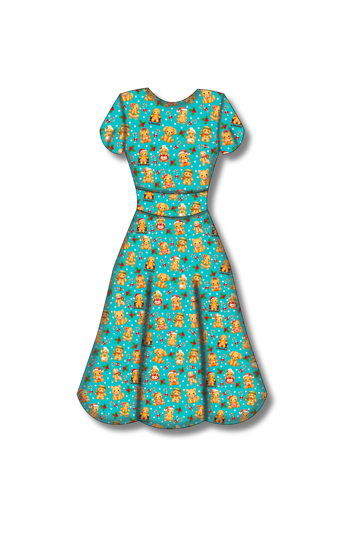 PREORDER - Mimi Swing Dress - Gingerbread Cheer  - Estimated dispatch date 29th of October