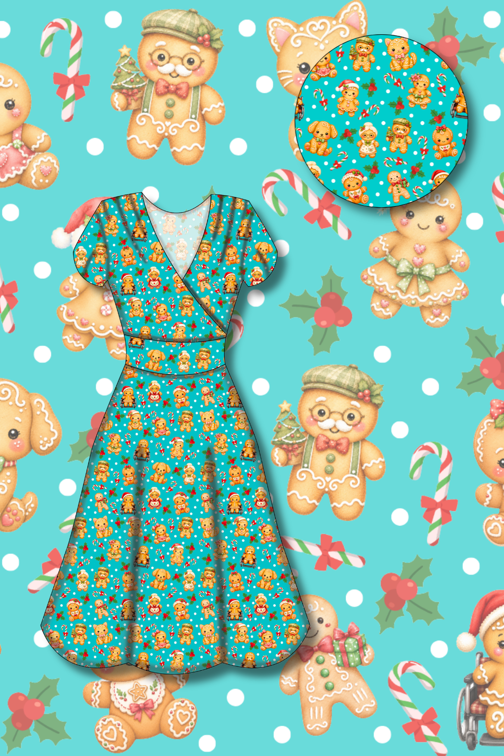 PREORDER - Mimi Swing Dress - Gingerbread Cheer  - Estimated dispatch date 29th of October