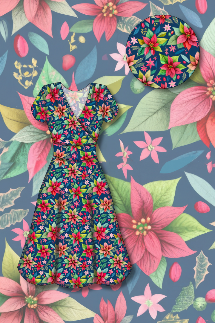 PREORDER - Mimi Swing Dress - Poinsettia Party  - Estimated dispatch date 29th of October