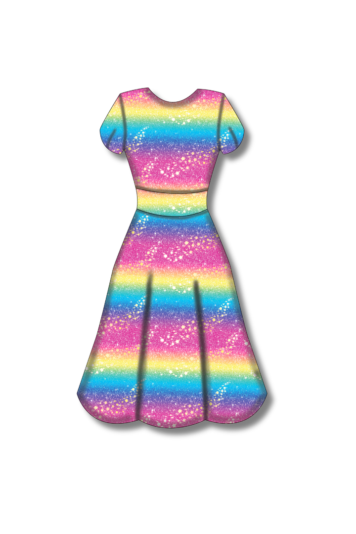 PREORDER - Mimi Swing Dress - Rainbow Christmas - Estimated dispatch date 29th of October