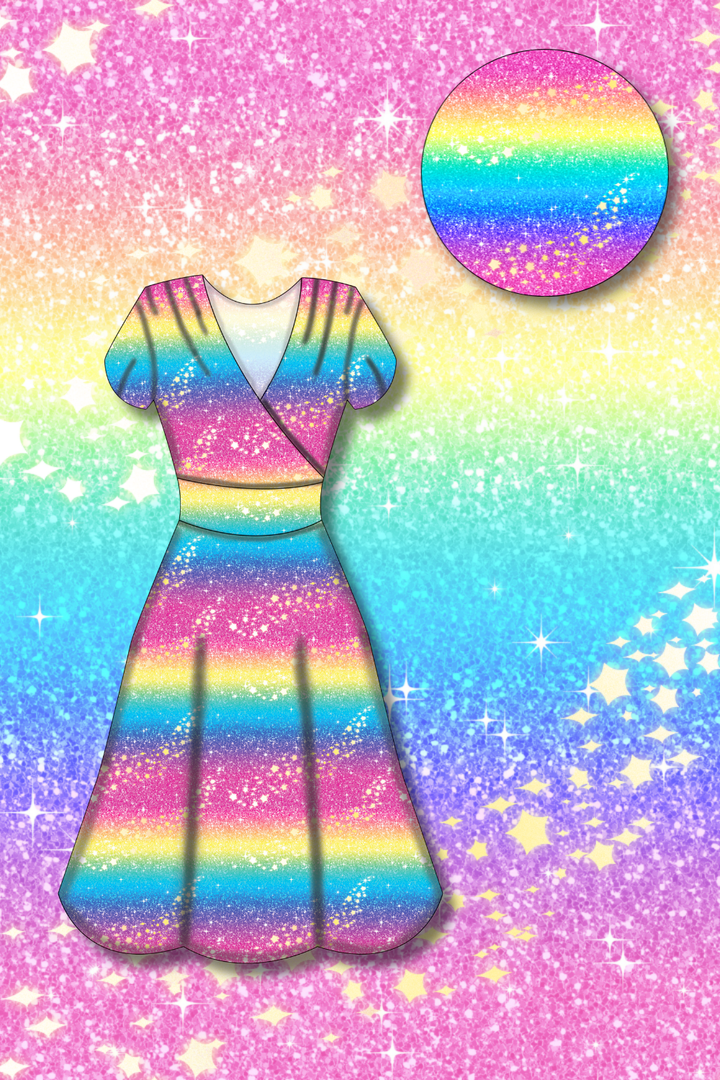 PREORDER - Mimi Swing Dress - Rainbow Christmas - Estimated dispatch date 29th of October