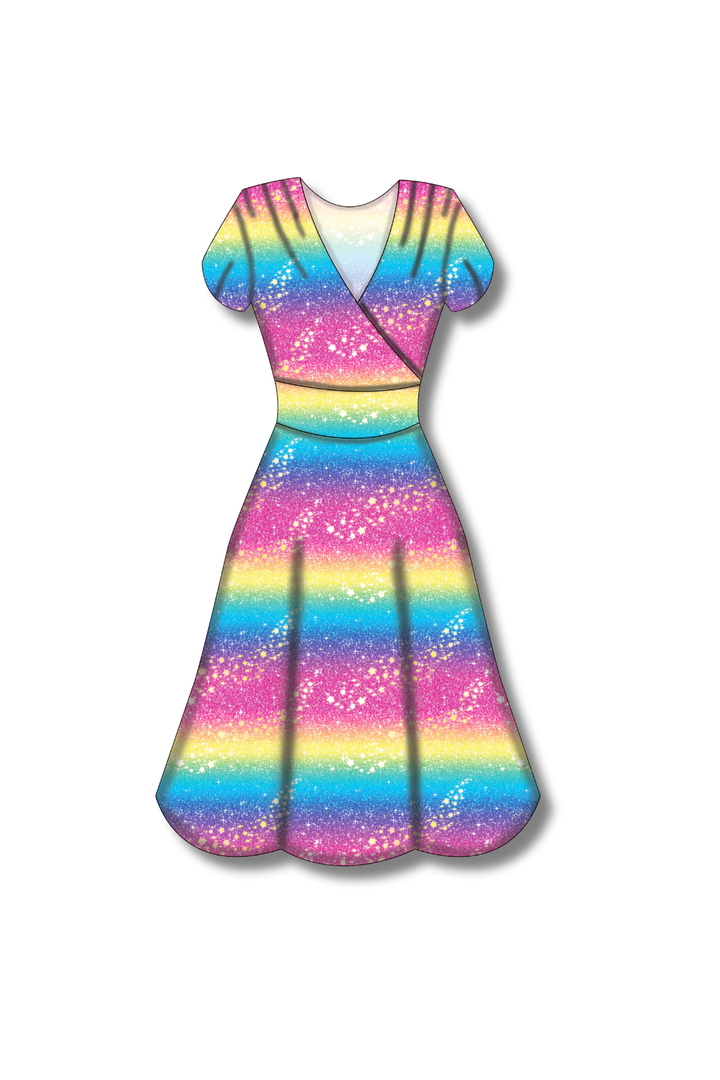 PREORDER - Mimi Swing Dress - Rainbow Christmas - Estimated dispatch date 29th of October