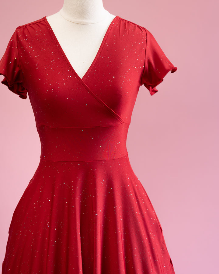 Mimi Swing Dress - Red Sparkle