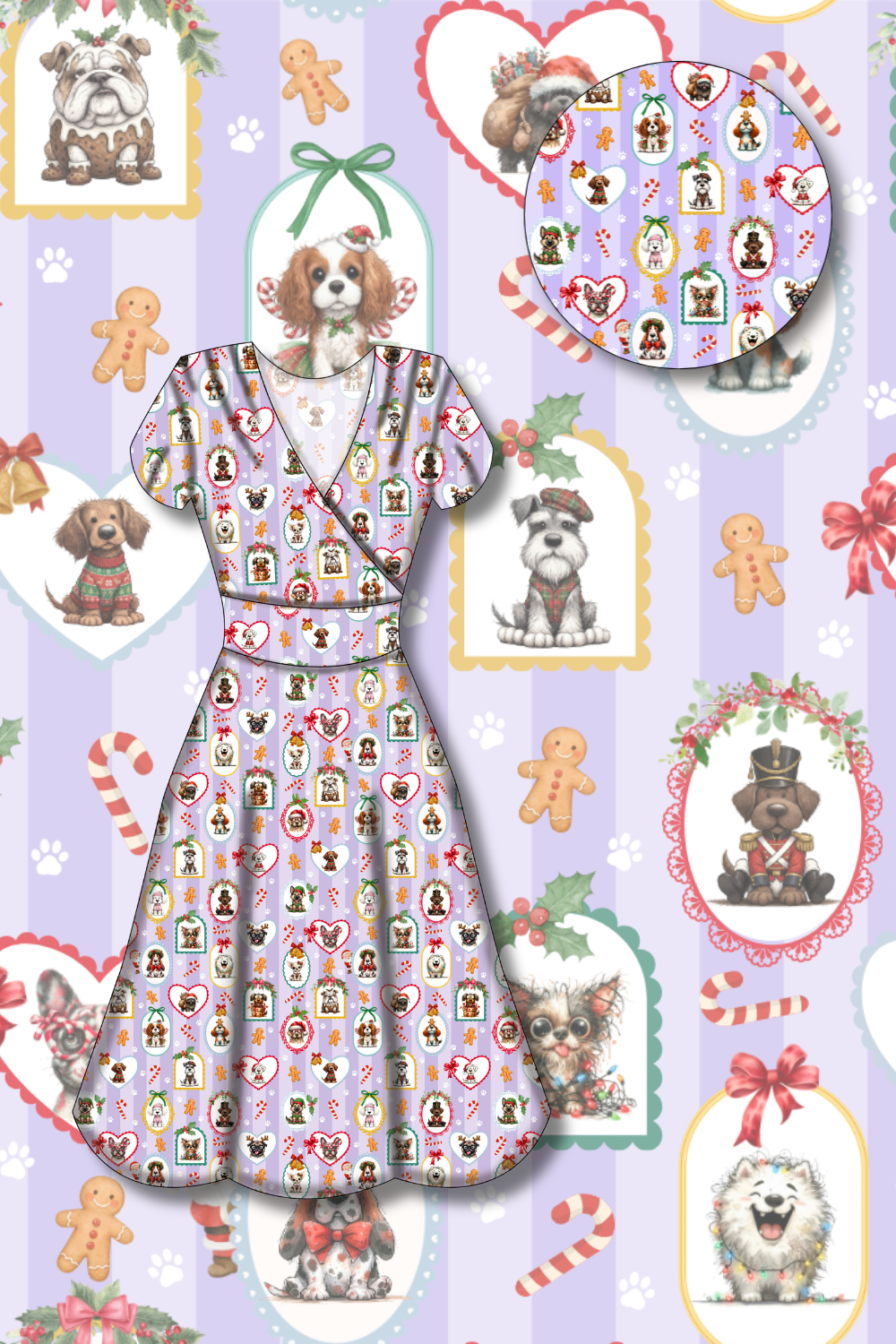 PREORDER - Mimi Swing Dress - Santa Pawtraits  - Estimated dispatch date 29th of October