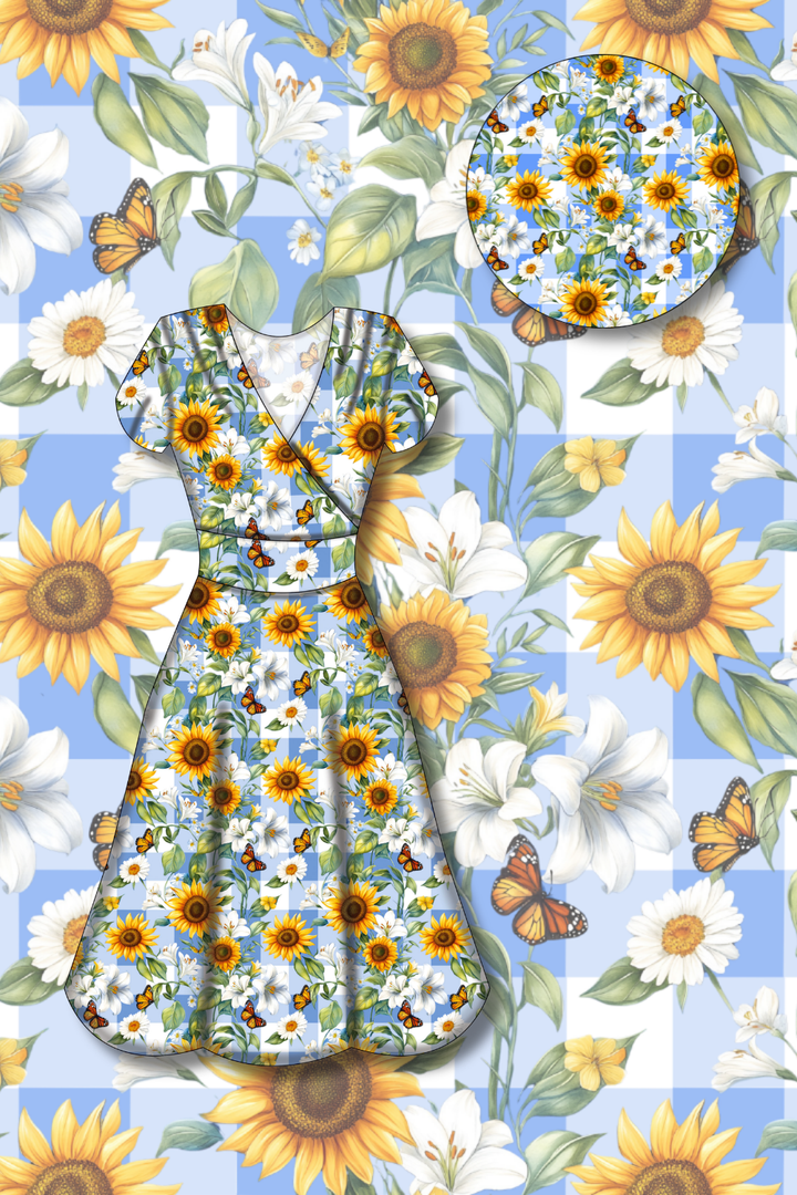 PREORDER - Mimi Swing Dress - Sunflower Blue Gingham - Estimated dispatch date 27th of October
