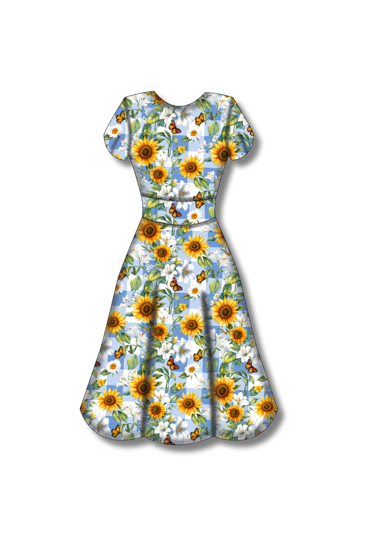 PREORDER - Mimi Swing Dress - Sunflower Blue Gingham - Estimated dispatch date 27th of October