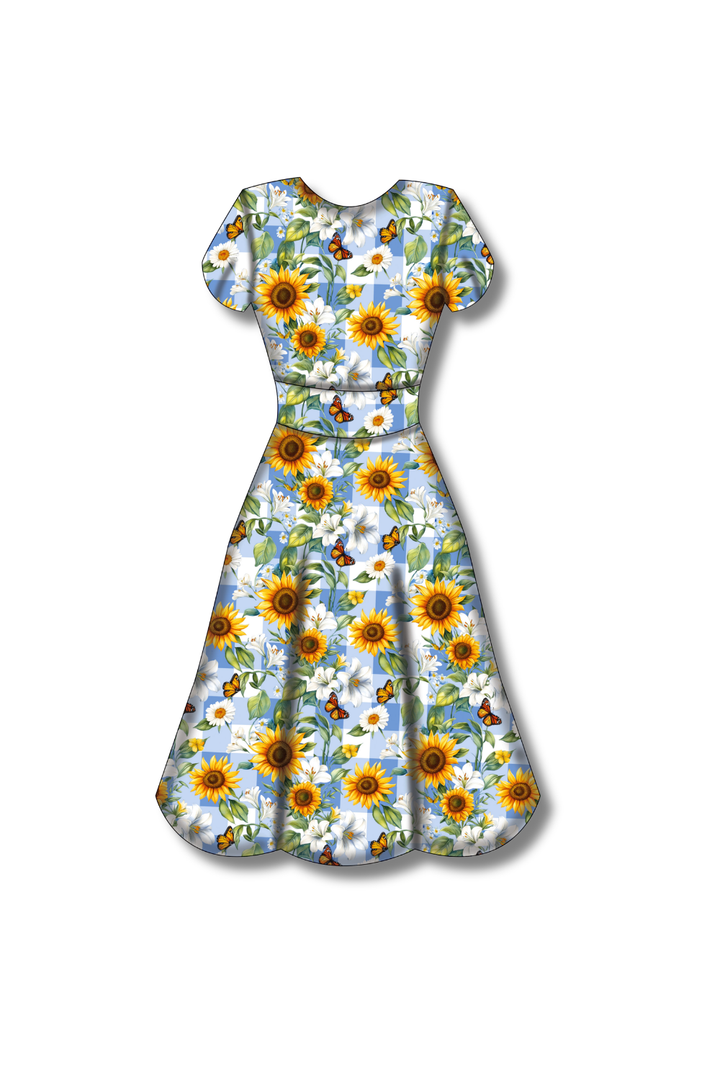 PREORDER - Mimi Swing Dress - Sunflower Blue Gingham - Estimated dispatch date 27th of October