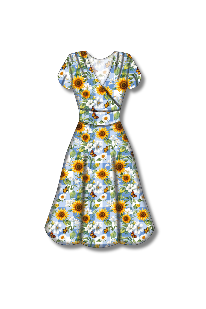 PREORDER - Mimi Swing Dress - Sunflower Blue Gingham - Estimated dispatch date 27th of October