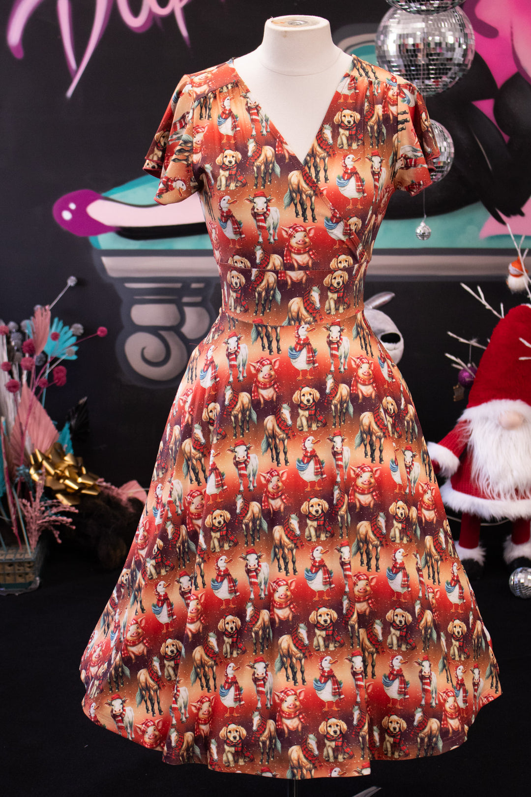 INSTOCK - Mimi Swing Dress - Farmyard Christmas