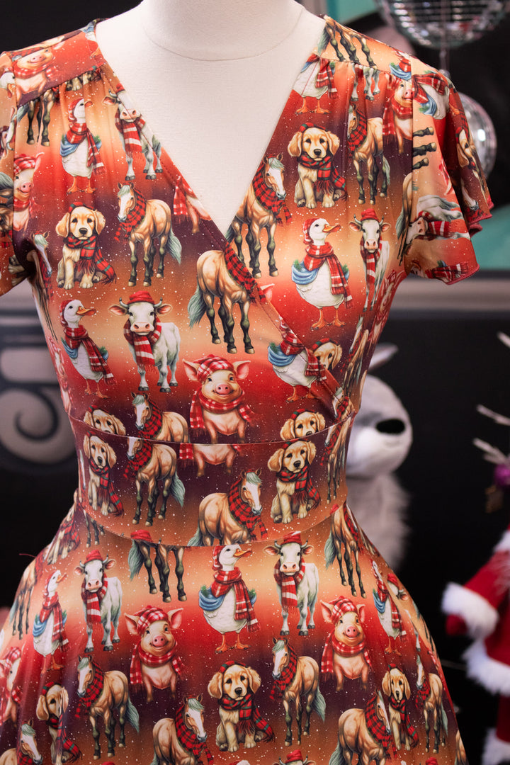 INSTOCK - Mimi Swing Dress - Farmyard Christmas