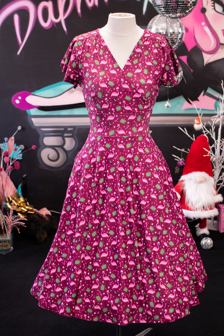 PREORDER - Mimi Swing Dress - Flamingo Christmas - Preorder for dispatch 10th of December