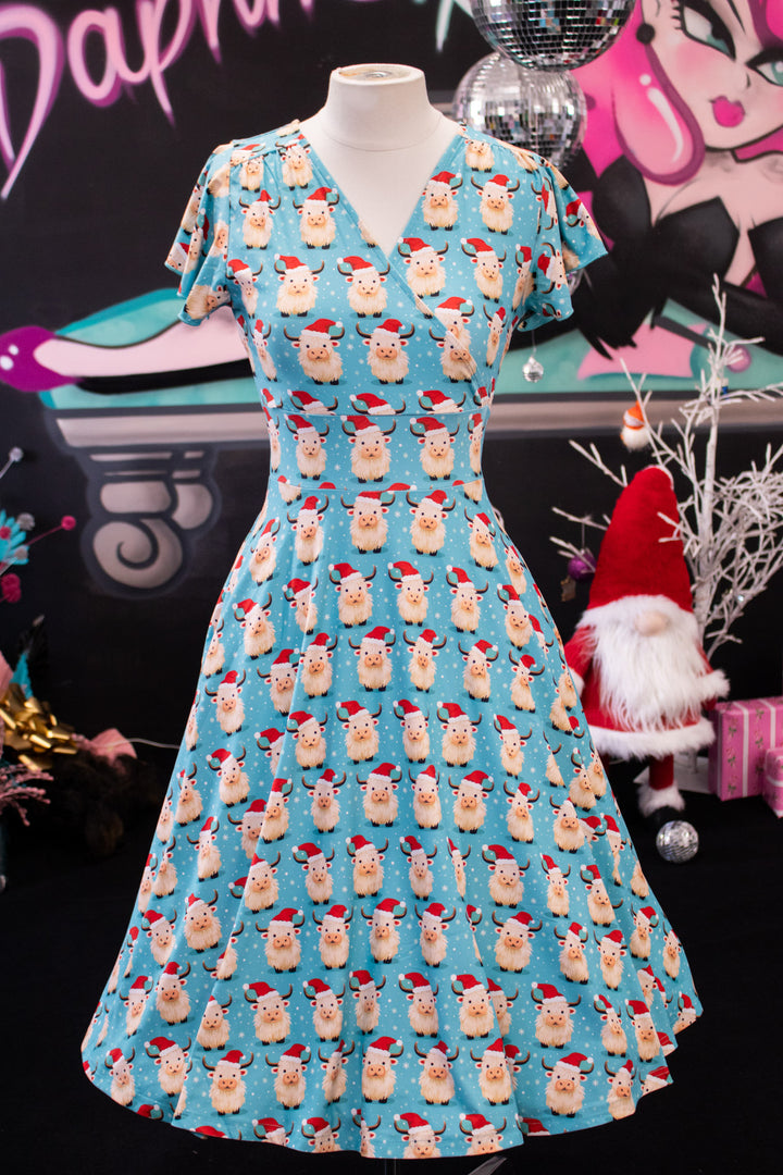 PREORDER - Mimi Swing Dress - Christmas Highland - Estimate dispatch 10th of December