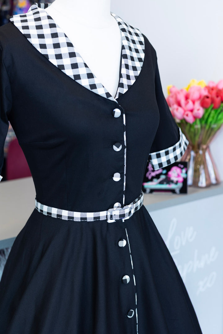 Mollie Classic Black Gingham Shirt Dress