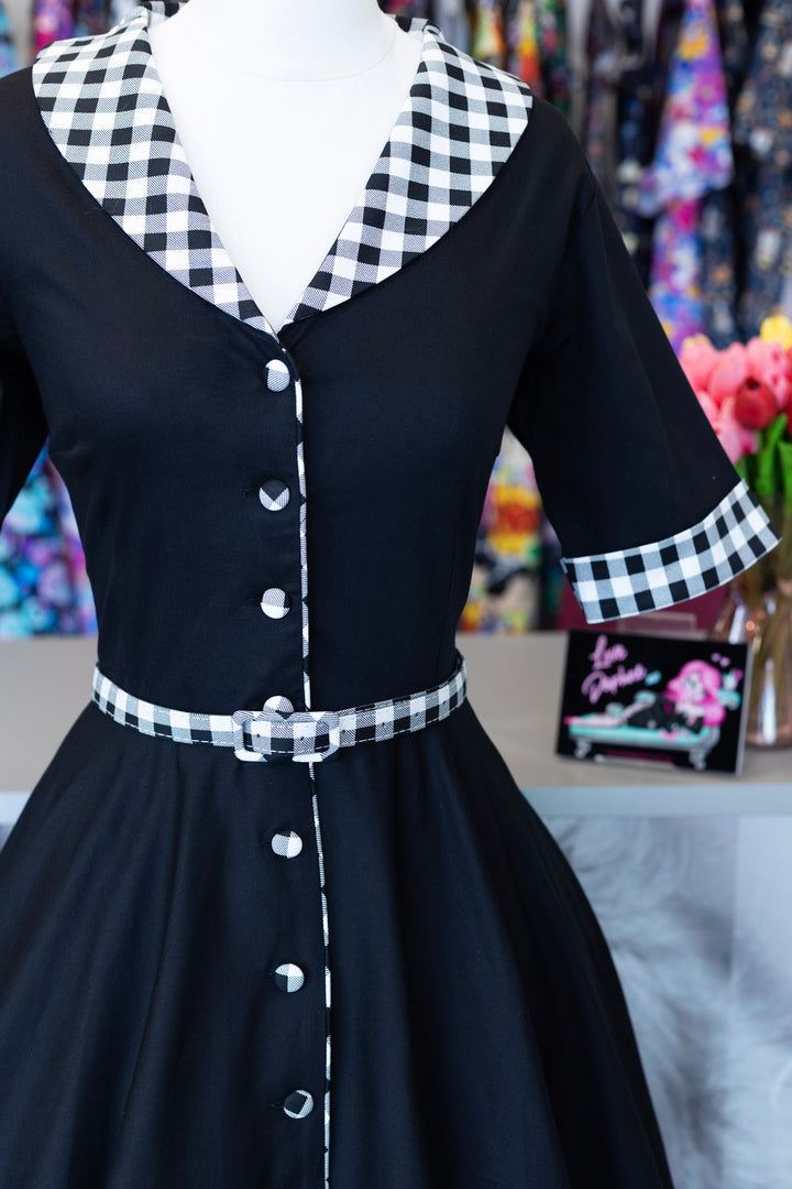 Mollie Classic Black Gingham Shirt Dress