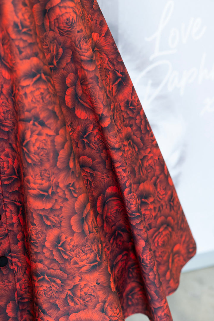 Mollie Gothic Red Peony Shirt Dress